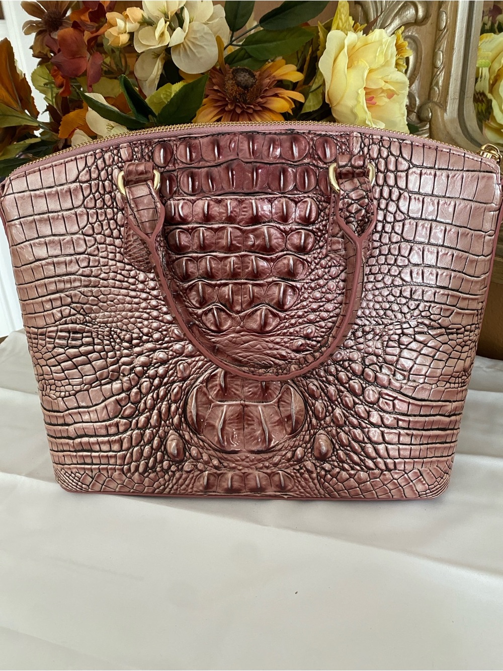 Brahmin Dusty Rose medium Duxbury with matching wallet,EUC